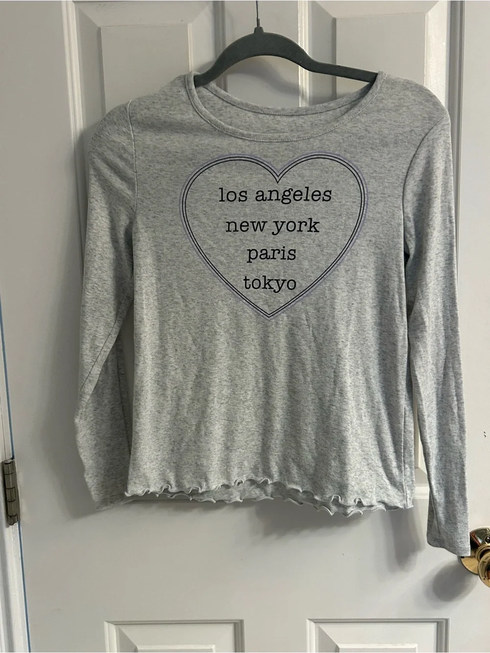 Girls Justice Gray Long-Sleeve Heart Cities Tee